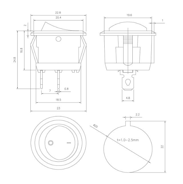 tuimelschakelaar 12V 20A